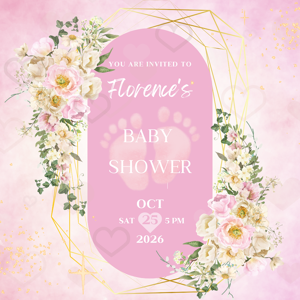 Thumbnail: Elegant pink oval digital baby shower invitation, modern animated design