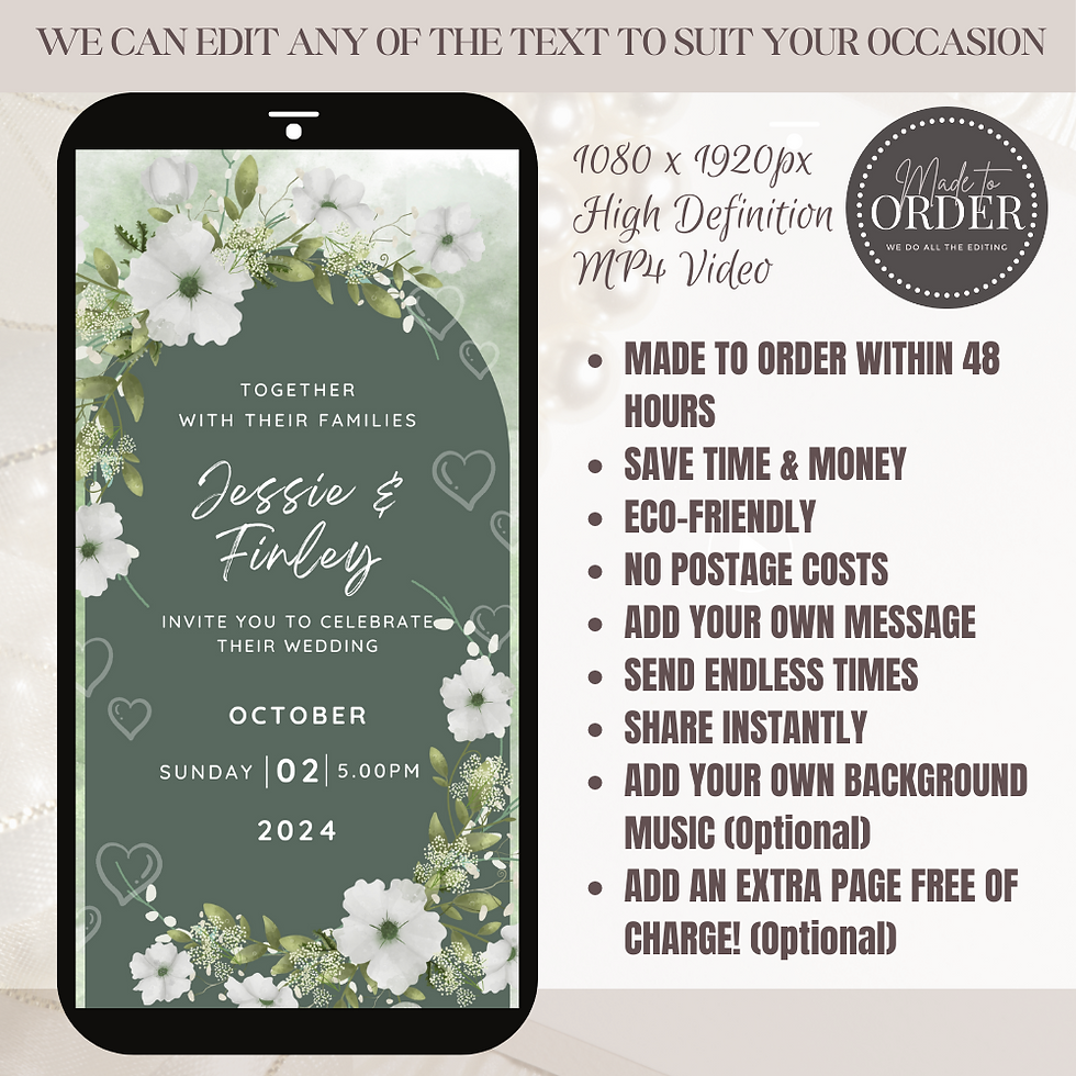 Thumbnail: Sage Green & White Mobile Wedding Invitation