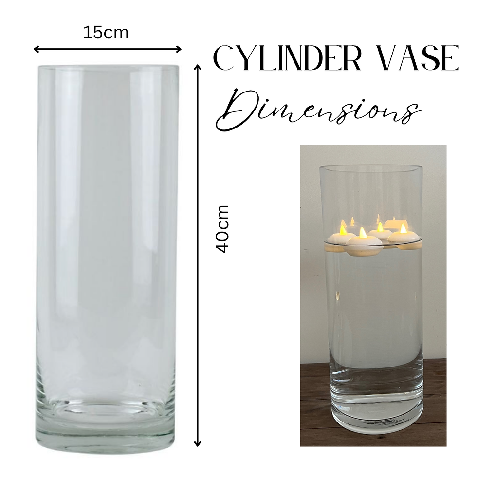 A large glass cylinder vase showcasing LED floating candles, creating a serene and elegant ambiance.