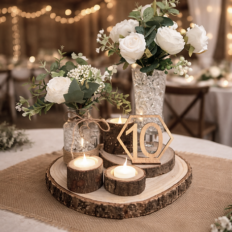 Log slice Centrepieces