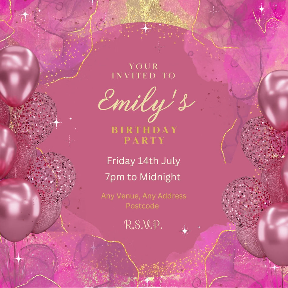 Pink Glitter & Gold, Birthday Invitation