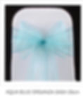 An Aqua Blue sheer organza sash designed to complement our lycra chair cover hire, adding a touch of elegance to any setting.
