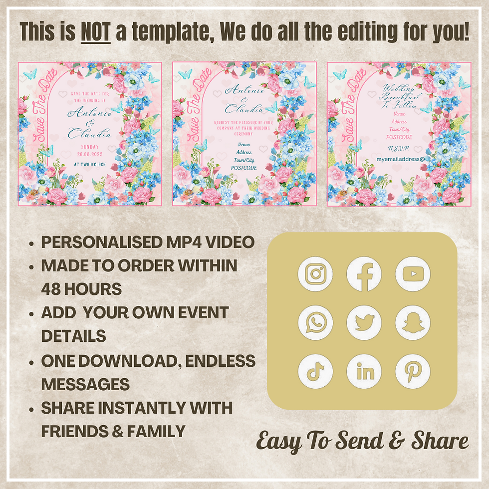 Thumbnail: Blue Butterfly, Wedding/Anniversary Invitation