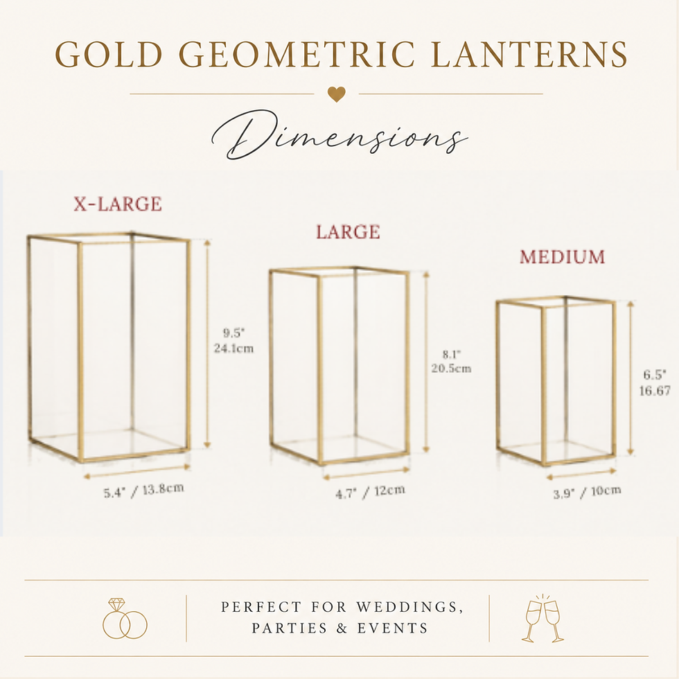 Gold Geometric Lanterns, perfect for wedding, party and event hire