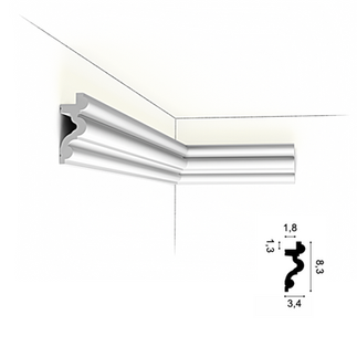 Modelul C324 de la Orac Decor aduce un plus de rafinament prin forma sa clasică, ideală pentru amenajări elegante cu iluminat indirect. Scafa este realizată din poliuretan durabil și lavabil, perfectă pentru integrarea benzii LED într-un decor cu stil