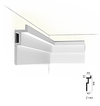 Scafă decorativă Orac Decor C396 cu profil geometric de 19 cm, ideală pentru bandă LED și galerie de perdea – design arhitectural modern – lavabil – utilizabilă în spații contemporane – Accent Decor Cluj