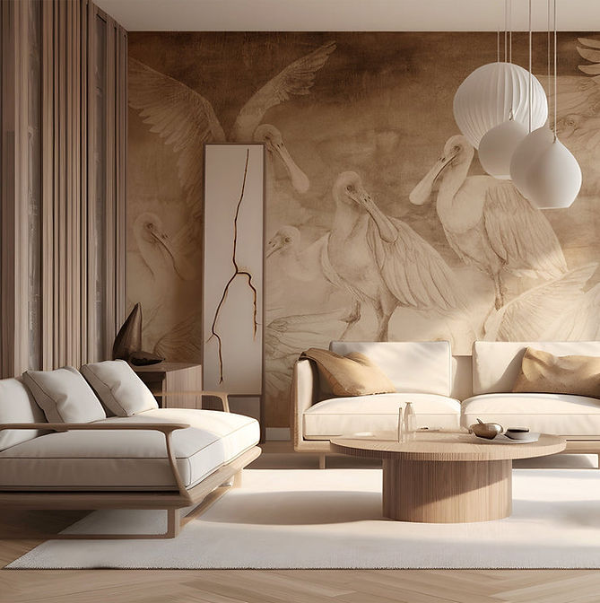 Fototapet Cluj lavabil Ajaja Beige – warzęchy ilustrate manual în nuanțe bej și crem, design natural elegant de Accent Decor, potrivit pentru dormitor sau spații de relaxare