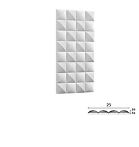 Riflaj decorativ W113 din poliuretan, înălțime 2 metri, lățime 25 cm, design tridimensional cu textură piramidală, lavabil și vopsibil, ideal pentru pereți accent în livinguri moderne, birouri sau spații comerciale. Orac Decor, disponibil în showroom Accent Decor Cluj.