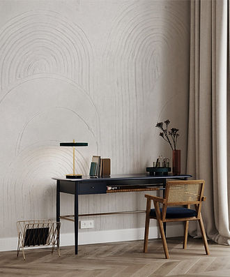 fototapet bej cu arcade minimaliste, model arhitectural elegant pentru living sau birou, fototapet texturat cu pastă structurală, decor interior calm și sofisticat, fototapet Accent Decor Cluj design monocrom