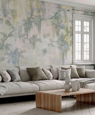 Fototapet Glam cu design vegetal artistic, texturi delicate si nuante luminoase, potrivit pentru living modern, fototapet Cluj, fototapet Accent Decor, model lavabil