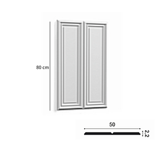 Panou decorativ vertical dublu pentru perete, 80x50 cm, model clasic cu rame în relief, din poliuretan lavabil – Accent Decor Cluj.