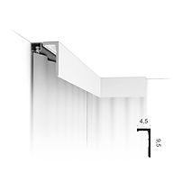 Cornișă masca perdele si suport banda led CX215 Orac Decor pentru mascarea perdelelor, compatibilă cu iluminare LED, montaj la tavan, soluție modernă pentru ferestre, Accent Decor Cluj