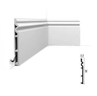 orac decor Cluj, plintă Orac, plintă duropolimer stil clasic SX193, înălțime 25 cm, profil decorativ perete cu detalii ornamentale, ideală pentru hol, living sau spații elegante, cu canal pentru mascarea cablurilor, se poate vopsi cu orice tip de vopsea