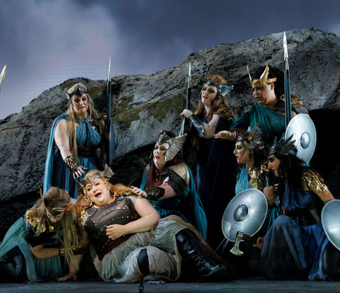 Mezzo-soprano Aubrey Odle as Siegrune in Die Walküre at Atlanta Opera