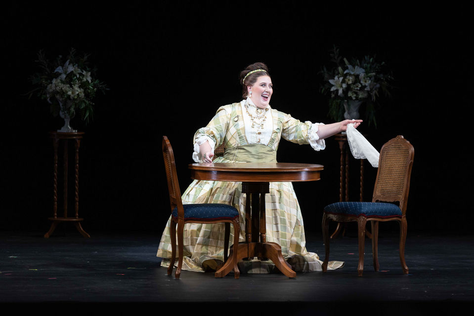 Mezzo Aubrey Odle portrays Lady Billows in Britten's Albert Herring with Santa Fe Opera