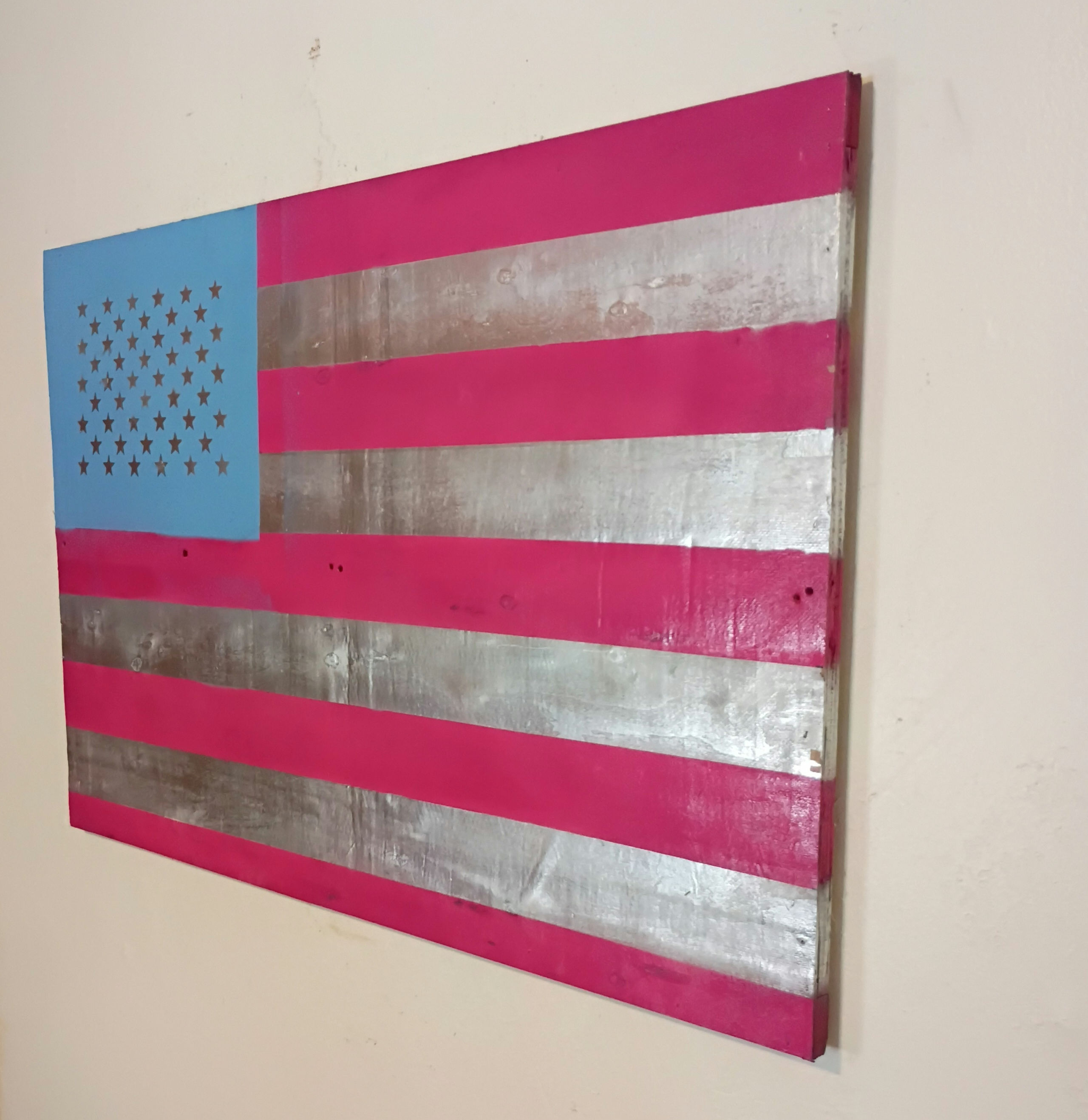 Cowgirl flag pink chrome light blue