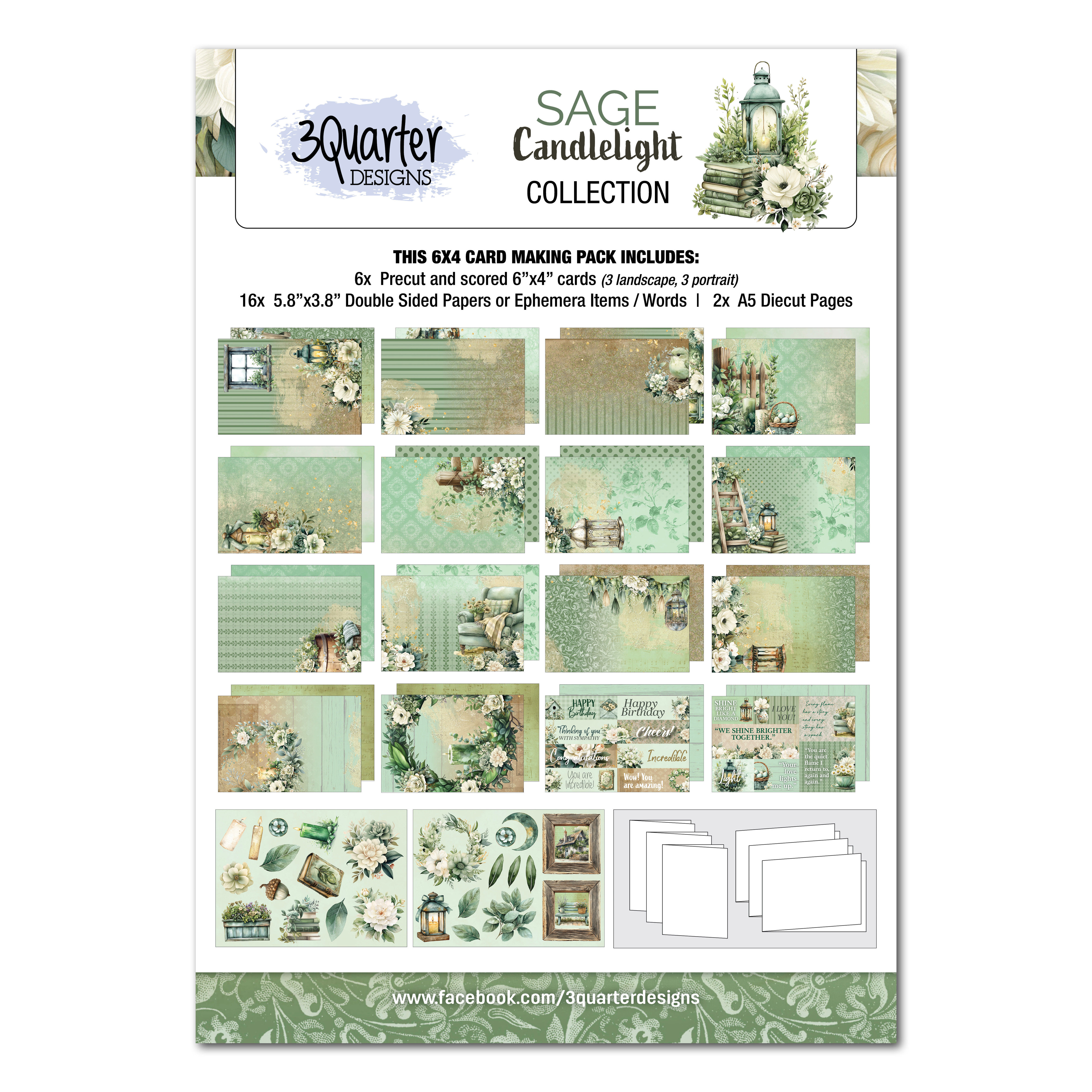 Sage Candlelight 6x4 Card pack March 2026