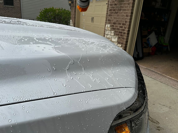 Water beading off truck due to ceramic coating protection