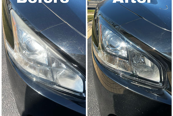 before and after of foggy headlight restoration