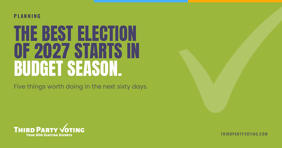 HOA Election Budget Season: Where the Best Election of 2027 Starts
