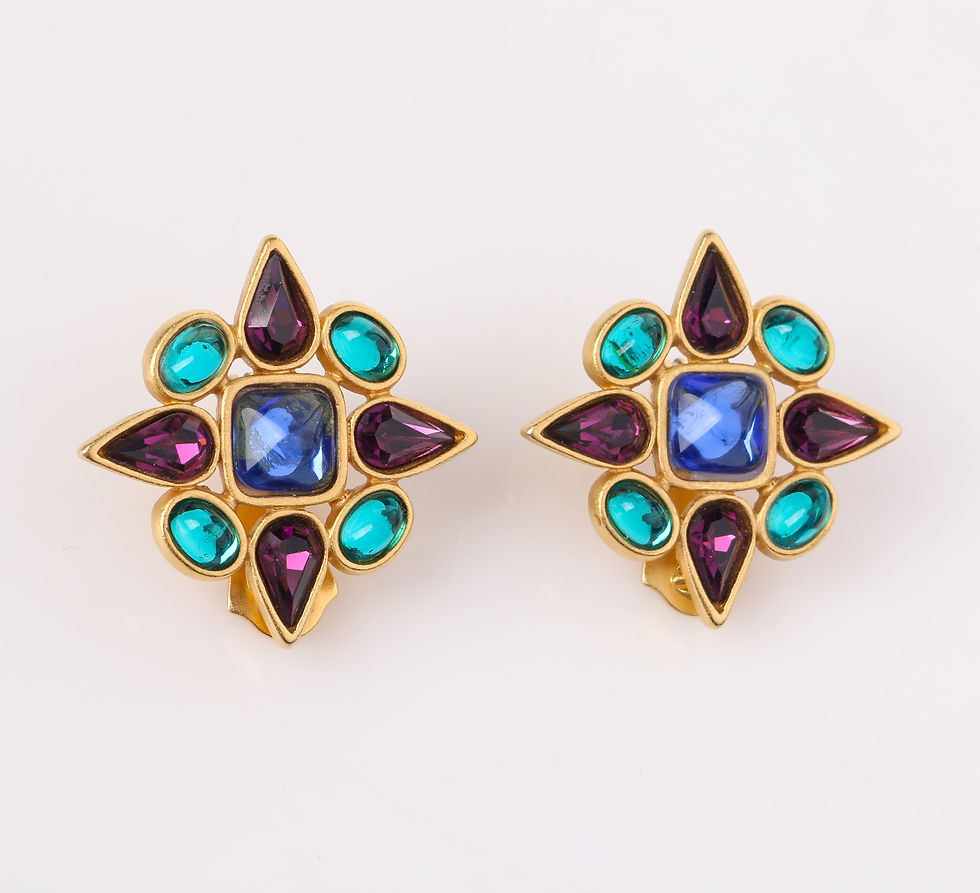 Thumbnail: Yves Saint Laurent Gripoix Glass Earrings