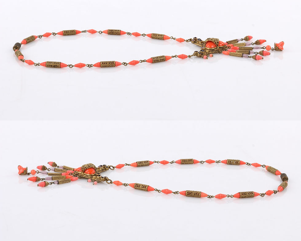 Thumbnail: Art Noveau c.1920's Czech Glass Bead Necklace