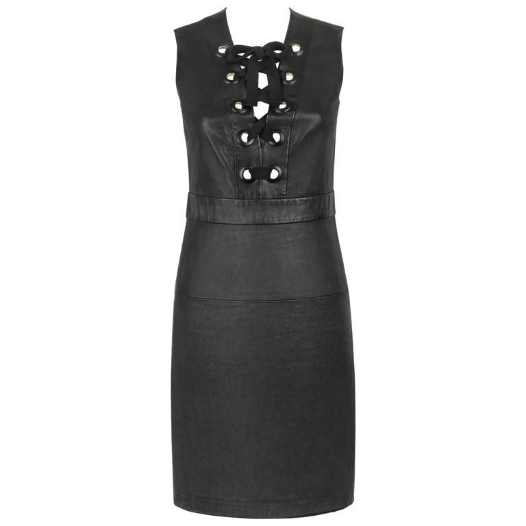 Gucci Leather Lace Up Dress