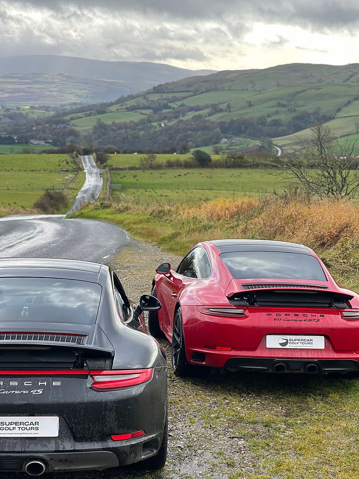 Supercar Golf Tours lead Porsche vehicles on tour in Scotland