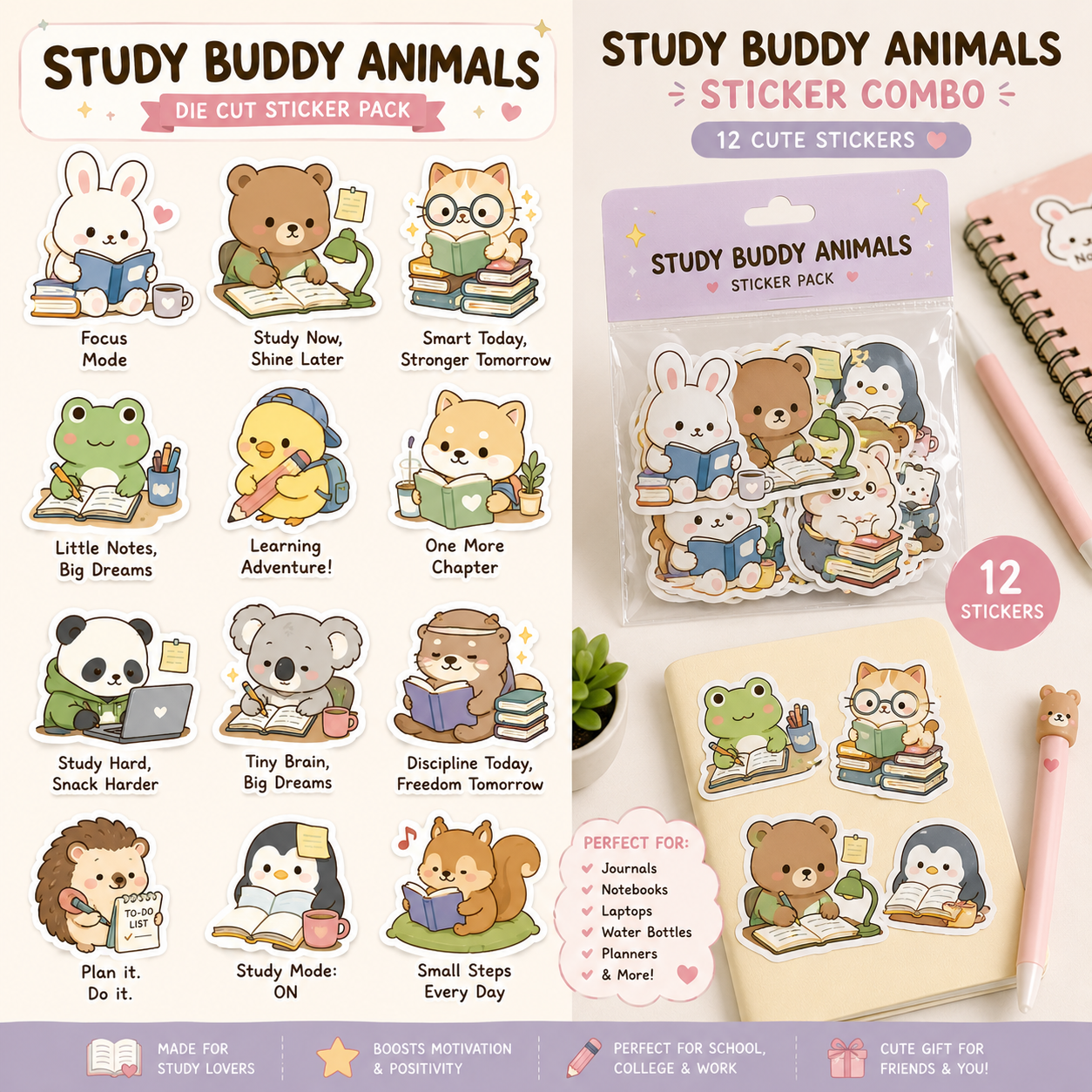Study Buddy Animal Sticker Pack