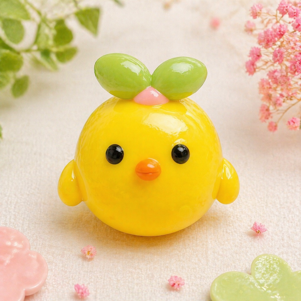 🐥 Cute leaf Chick Fridge Magnet | Handmade Clay Magnet | Kawaii Gift