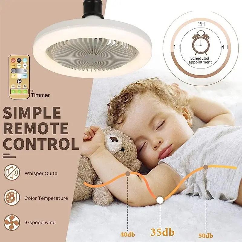 Thumbnail: 3 in 1 Smart Ceiling Fan with Remote Control and 3 Speed E27 AC85-265