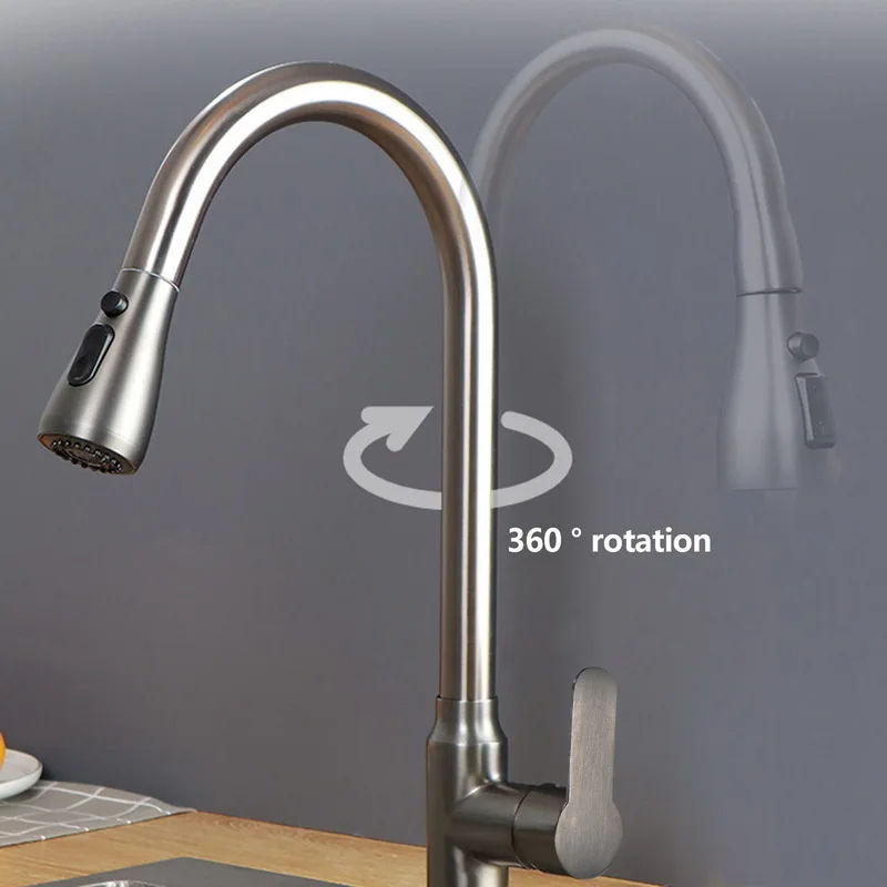 Thumbnail: Küchen armaturen gebürstetes Nickel herausziehen Küchen spüle Wasserhahn Deck m