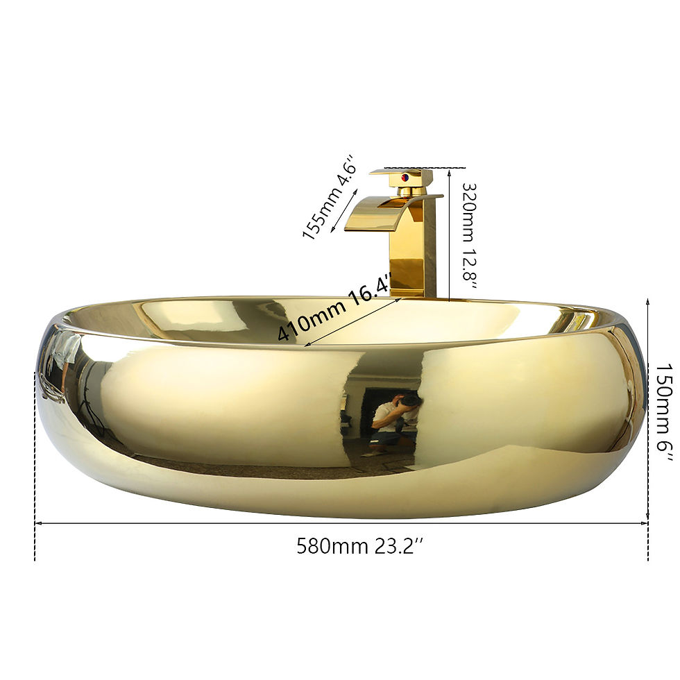 Thumbnail: Kemaidi Luxus 23 Zoll Bad Gefäß Waschbecken Gold Keramik Waschbecken über Theke