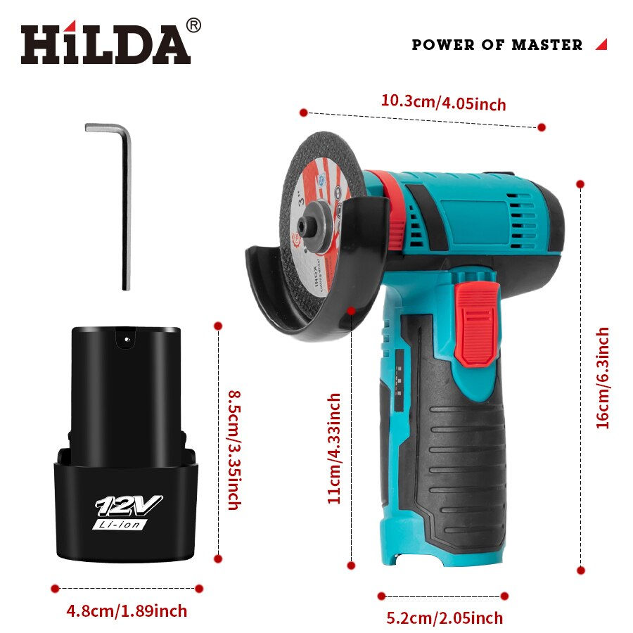 Thumbnail: Hilda 12v mini angle grinder rechargeable grinding tool polishing c