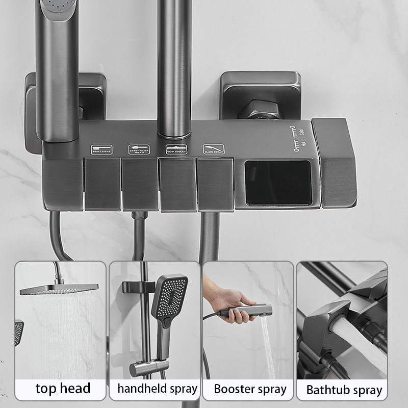 Miniaturbild: Kemaidi Pistole grau digitales Dusch system heiß kalt Mixer Dusche Set Bad Spa 