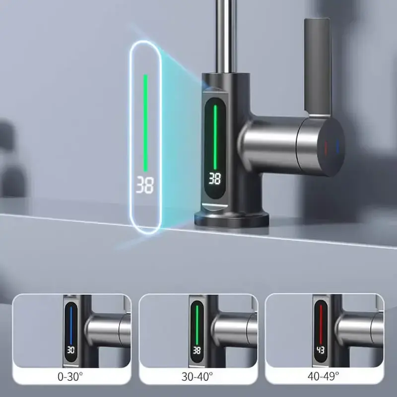 Thumbnail: Wasserfall Temperatur Digital anzeige Becken Wasserhahn heben nach unten Strom 