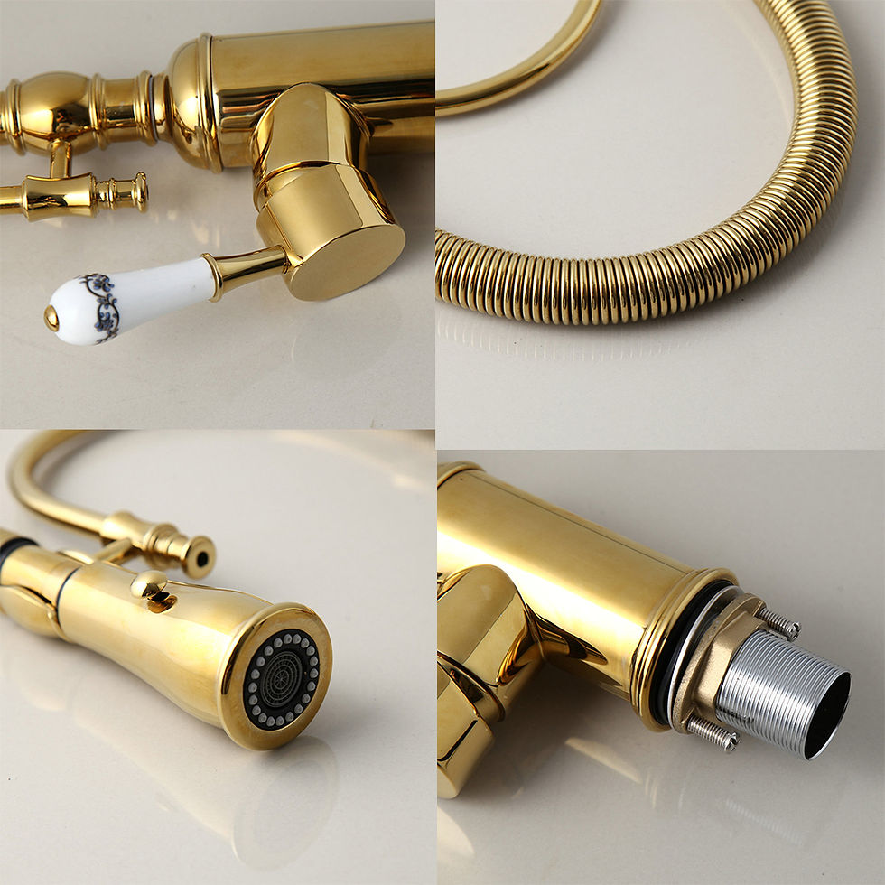 Thumbnail: OUBONI Goldene Überzogene Küche Wasserhahn Vessel Sink Swivel Wasserhahn Waschb