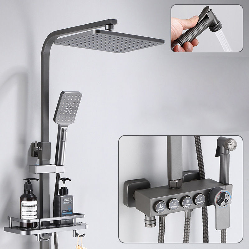 Miniaturbild: Heiße und Kalte Digitale Dusche Set Wasserhahn Bad Dusche System Schwarz Gold D