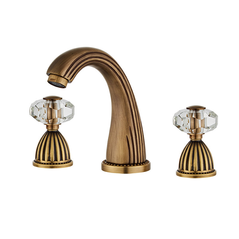 Miniaturbild: Becken Wasserhahn Antike Bronze Bad Waschbecken Wasserhahn 3 Loch Verbreitet Go