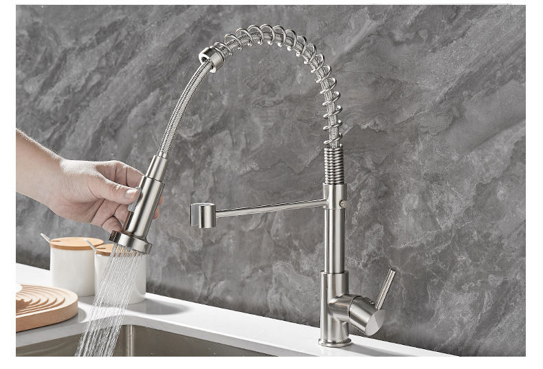 Thumbnail: Schwarz und golden Messing ziehen Küchen spüle Wasserhähne Doppel auslass Wasse