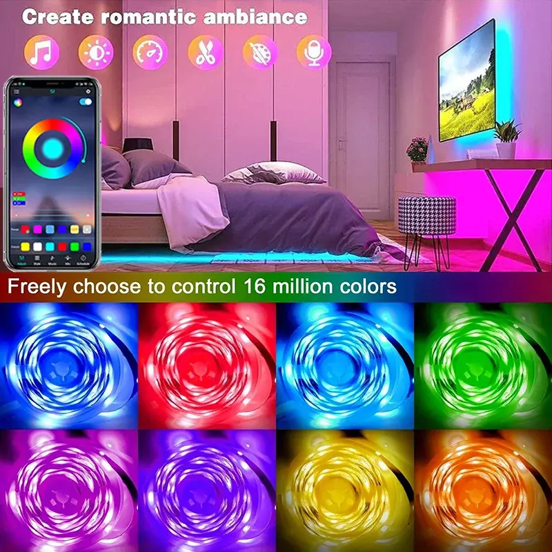 Thumbnail: USB LED Strip Lights App Control Color Changing RGB LED Light Flexible Lamp