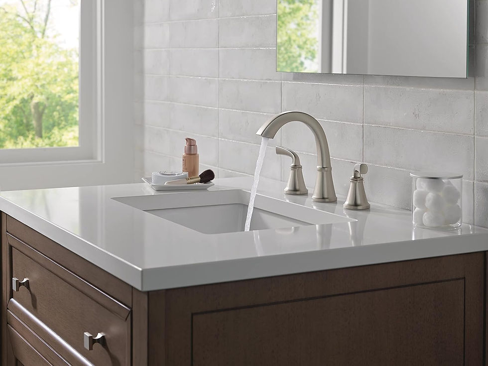 Thumbnail: Delta Faucet Geist Widespread Badezimmer-Wasserhahn aus gebürstetem Nickel, Bad
