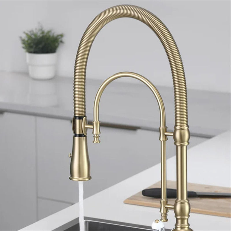 Thumbnail: Gebürstetes Gold herausziehen Küchen armatur Gold Küchen spüle Mischbatterie To