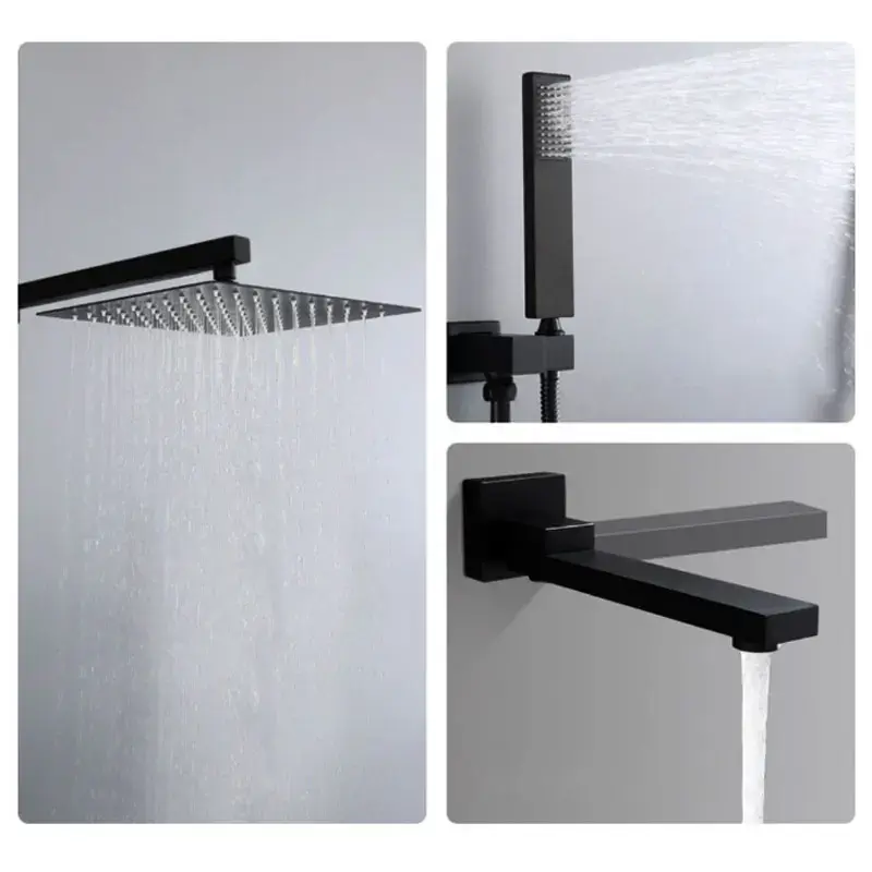 Thumbnail: Verdecktes Dusch set aus gebürstetem Gold Badezimmer versteckt 3-Wege-Wasserhah