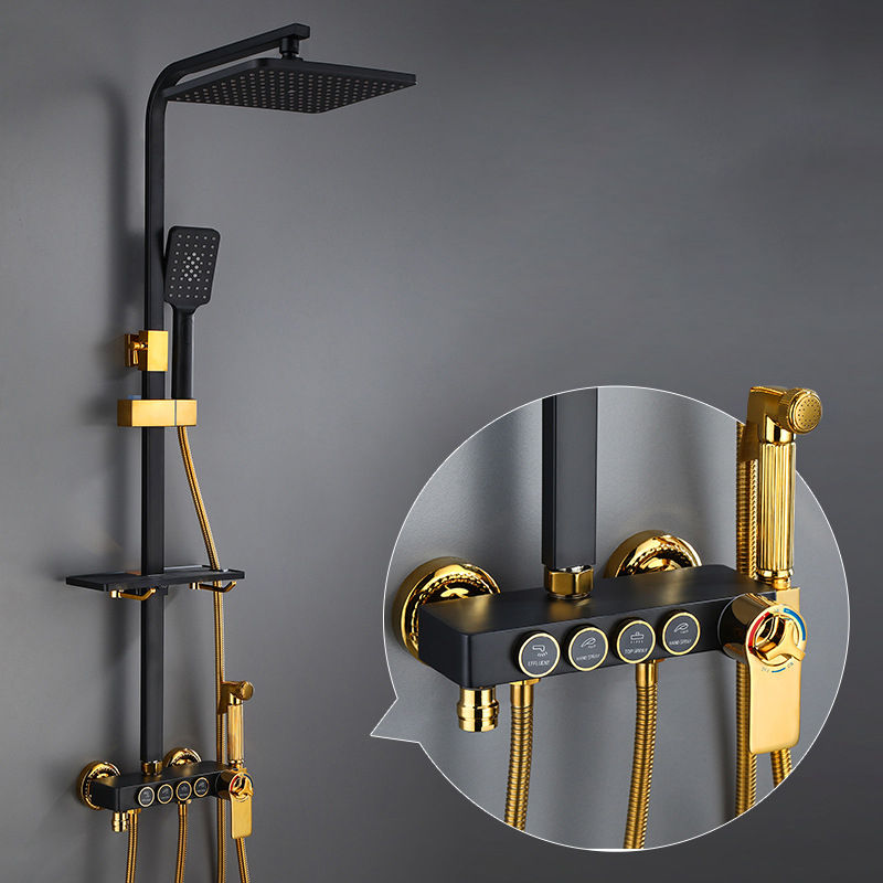 Miniaturbild: Heiße und Kalte Digitale Dusche Set Wasserhahn Bad Dusche System Schwarz Gold D