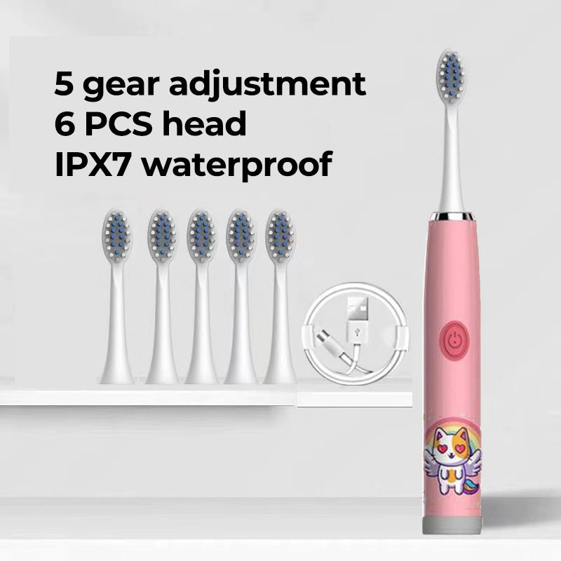 Thumbnail: Kinder elektrische Zahnbürste Cartoon Kinder mit Ersatz kopf Ultraschall ipx7 w