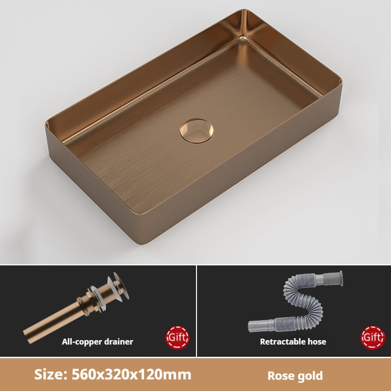 Thumbnail: Luxus goldenes Rechteck Waschbecken Edelstahl Home Waschbecken große Toilette W