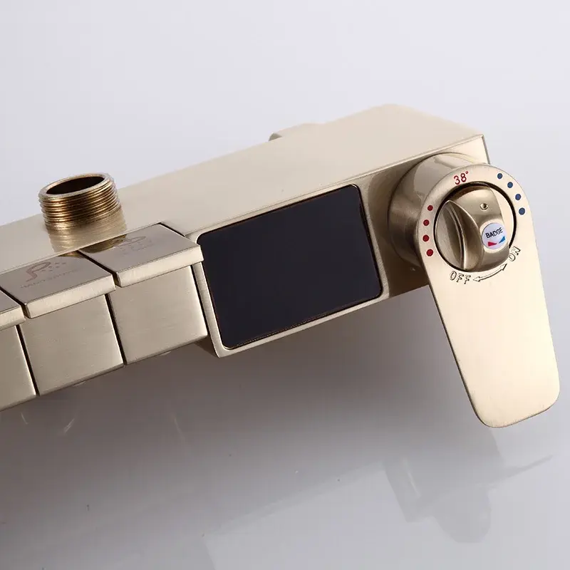 Miniaturbild: Digitales Badezimmer-Dusch set aus gebürstetem Gold für 12-Zoll-Regenduschkopf 