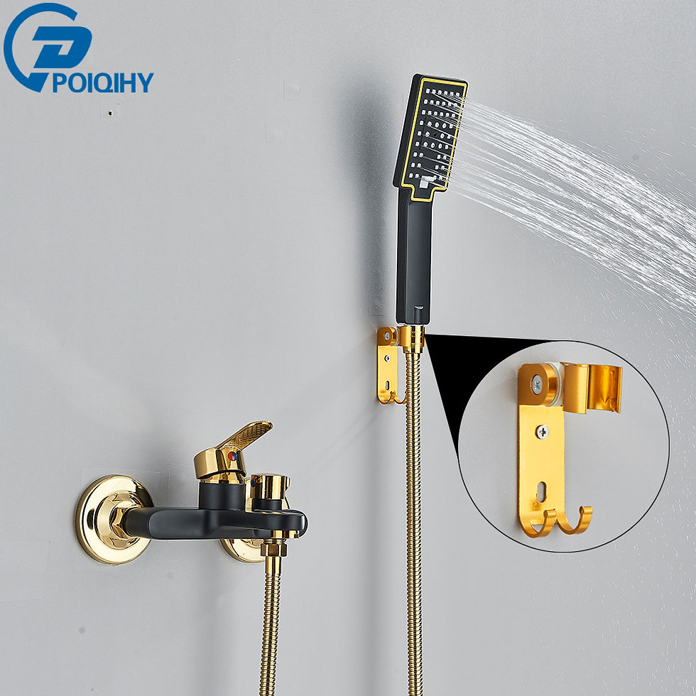 Thumbnail: Poiqihy schwarz golden Badewanne Dusch set Wand gold weiß Badewanne Wasserhahn 