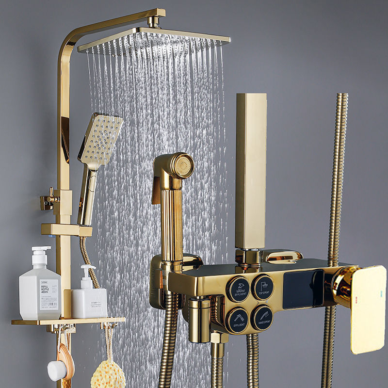 Miniaturbild: Heiße und Kalte Digitale Dusche Set Wasserhahn Bad Dusche System Schwarz Gold D